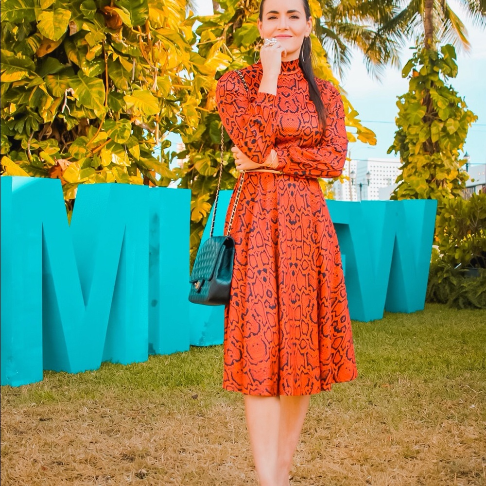RED AND BLACK MIDI DRESS